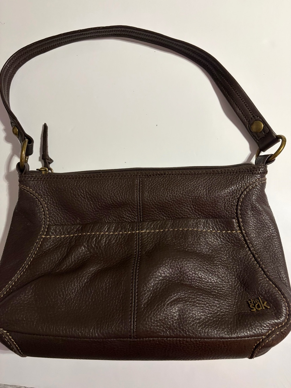 The Sak Dark Brown Pebbled Leather Shoulder Bag
